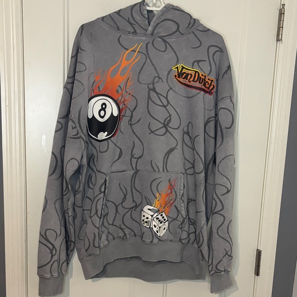 Von Dutch Lucky 8-Ball All Over Print Hoodie - Picture 3 of 6